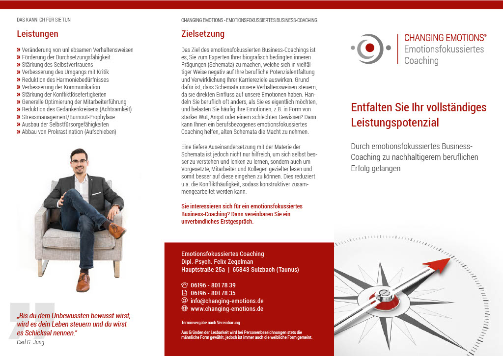 Darstellung des Business Flyers von CHANGING EMOTIONS