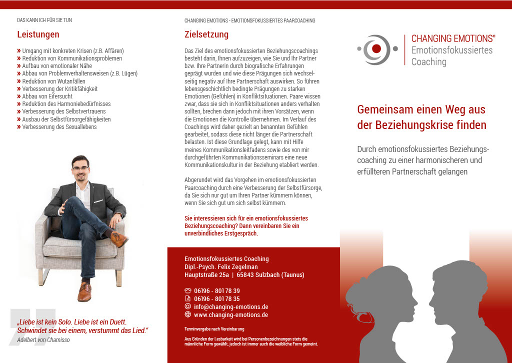 Darstellung des Paarcoaching Mann-Frau Flyers von CHANGING EMOTIONS