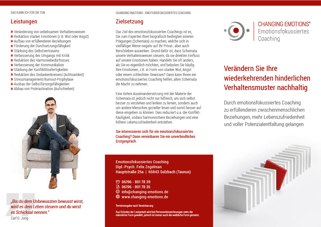 Darstellung des privaten Coachings Flyers von CHANGING EMOTIONS